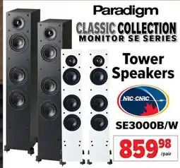 2001 Audio Video SE3000B/W Paradigm Tower Speakers offer