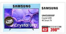 2001 Audio Video UN43U8000F SAMSUNG 43 Crystal UHD 4K Smart TV offer