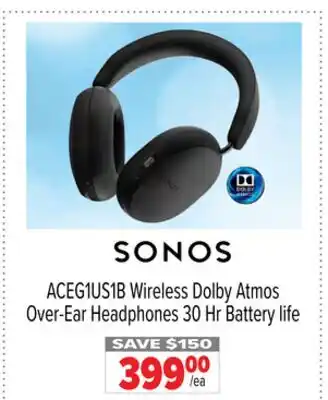 2001 Audio Video ACEG1US1B SONOS Wireless Dolby Atmos Over-Ear Headphones 30 Hr Battery life offer
