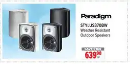 2001 Audio Video STYLUS370BW Paradigm Weather Resistant Outdoor Speakers offer