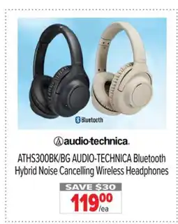 2001 Audio Video ATHS300BK/BG AUDIO-TECHNICA Bluetooth Hybrid Noise Cancelling Wireless Headphones offer