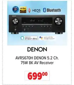 2001 Audio Video AVRS670H DENON 5.2 Ch. 75W 8K AV Receiver offer