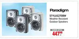 2001 Audio Video STYLUS270BW Paradigm Weather Resistant Outdoor Speakers offer