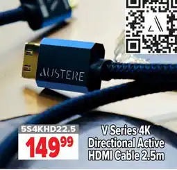 2001 Audio Video 5S4KHD22.5 V Series 4K 14999 Directional Active HDMI Cable 2.5m offer