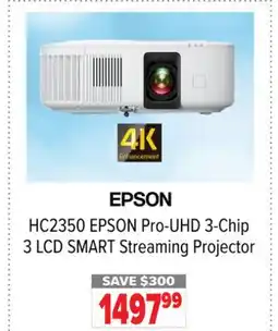 2001 Audio Video HC2350 EPSON Pro-UHD 3-Chip 3 LCD SMART Streaming Projector offer