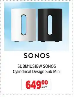2001 Audio Video SUBM1US1BW SONOS Cylindrical Design Sub Mini offer