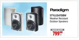 2001 Audio Video STYLUS470BW Paradigm Weather Resistant Outdoor Speakers offer