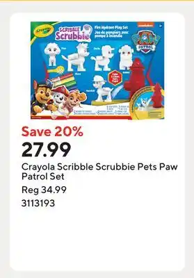 Staples Crayola Scribble Scrubbie Pets Paw Patrol Set offer