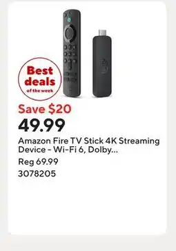 Staples Amazon Fire TV Stick 4K Streaming Device - Wi-Fi 6, Dolby Vision/Atmos (2023) offer