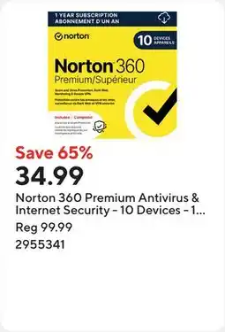 Staples Norton 360 Premium Antivirus & Internet Security - 10 Devices - 1 Year Subscription offer