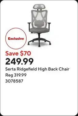 Staples Serta Ridgefield High Back Chair offer