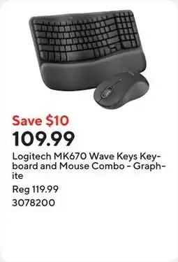 Staples Logitech MK670 Wave Keys Keyboard and Mouse Combo - Graphite offer