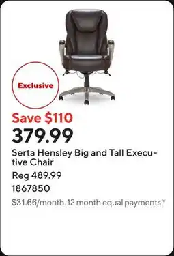 Staples Serta Hensley Big and Tall Executive Chair offer