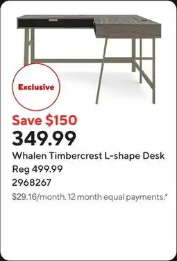 Staples Whalen Timbercrest L-shape Desk offer