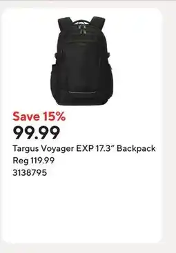 Staples Targus Voyager EXP 17.3 Backpack offer