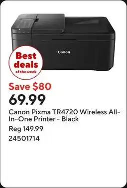 Staples Canon Pixma TR4720 Wireless All-In-One Printer - Black offer