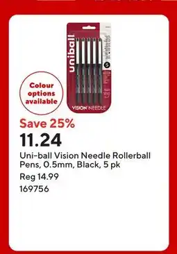 Staples Uni-ball Vision Needle Rollerball Pens, 0.5mm, Black offer