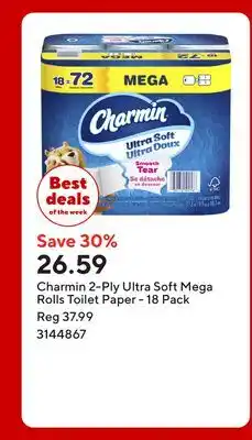 Staples Charmin 2-Ply Ultra Soft Mega Rolls Toilet Paper offer