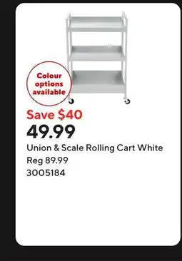 Staples Union & Scale Rolling Cart White offer