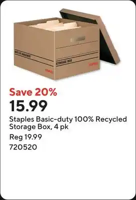 Staples Staples Basic-duty 100% Recycled Storage Box offer