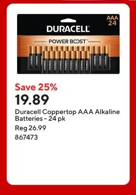 Staples Duracell Coppertop AAA Alkaline Batteries offer