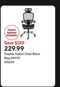 Staples Staples Hyken Chair Black offer