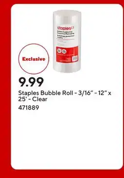 Staples Staples Bubble Roll - 3/16 - 12 x 25' - Clear offer
