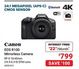 Visions Electronics Canon EOS R100 Mirrorless Camera offer