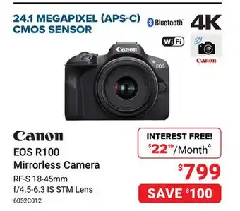 Visions Electronics Canon EOS R100 Mirrorless Camera offer