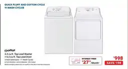 Visions Electronics Moffat 4.4 cu.ft. Top Load Washer + 6.2 cu.ft. Top Load Dryer offer