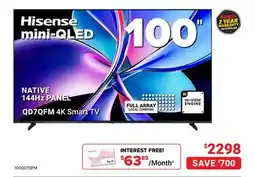 Visions Electronics Hisense 100 mini-QLED QD7QFM 4K Smart TV offer