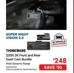 Visions Electronics THINKWARE Q200 2K Front and Rear Dash Cam Bundle offer