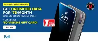 Visions Electronics GET UNLIMITED DATA FOR $75/MONTH offer