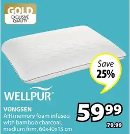 JYSK WELLPUR VONGSEN AIR memory foam infused with bamboo charcoal offer