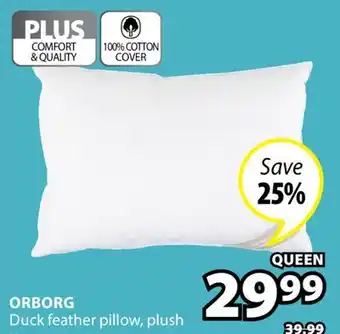 JYSK ORBORG Duck feather pillow, plush offer