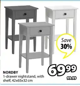 JYSK NORDBY 1-drawer nightstand offer