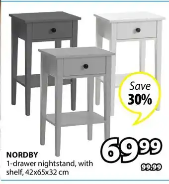 JYSK NORDBY 1-drawer nightstand offer