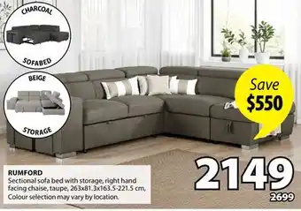 JYSK RUMFORD Sectional sofa bed with storage offer