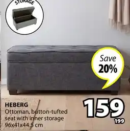 JYSK HEBERG Ottoman, button-tufted seat with inner storage offer