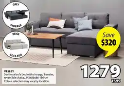 JYSK VEJLBY Sectional sofa bed with storage offer