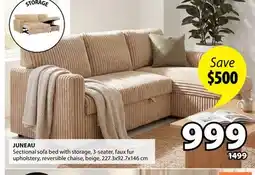 JYSK JUNEAU Sectional sofa bed with storage offer