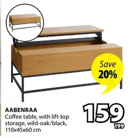 JYSK AABENRAA Coffee table, with lift-top storage wild-oak/black offer
