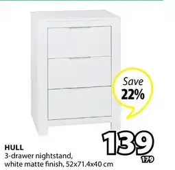 JYSK HULL 3-drawer nightstand offer