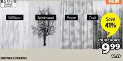 JYSK WILLISTON, SPIRITWOOD, PEACE, TEAK SHOWER CURTAINS offer