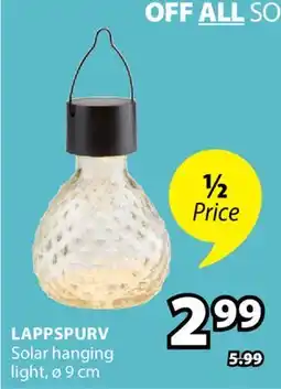 JYSK LAPPSPURV Solar hanging light offer