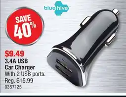 PartSource Bluehive 3.4A USB Car Charger offer