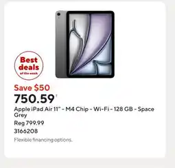 Staples Apple iPad Air 11 - M4 Chip - Wi-Fi - 128 GB - Space Grey offer