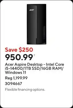 Staples Acer Aspire Desktop - Intel Core i5-14400/1TB SSD/16GB RAM/Windows 11 offer