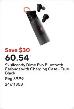 Staples Skullcandy Dime Evo Bluetooth Earbuds with Charging Case - True Black offer