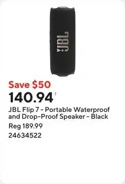 Staples JBL Flip 7 - Portable Waterproof and Drop-Proof Speaker - Black offer